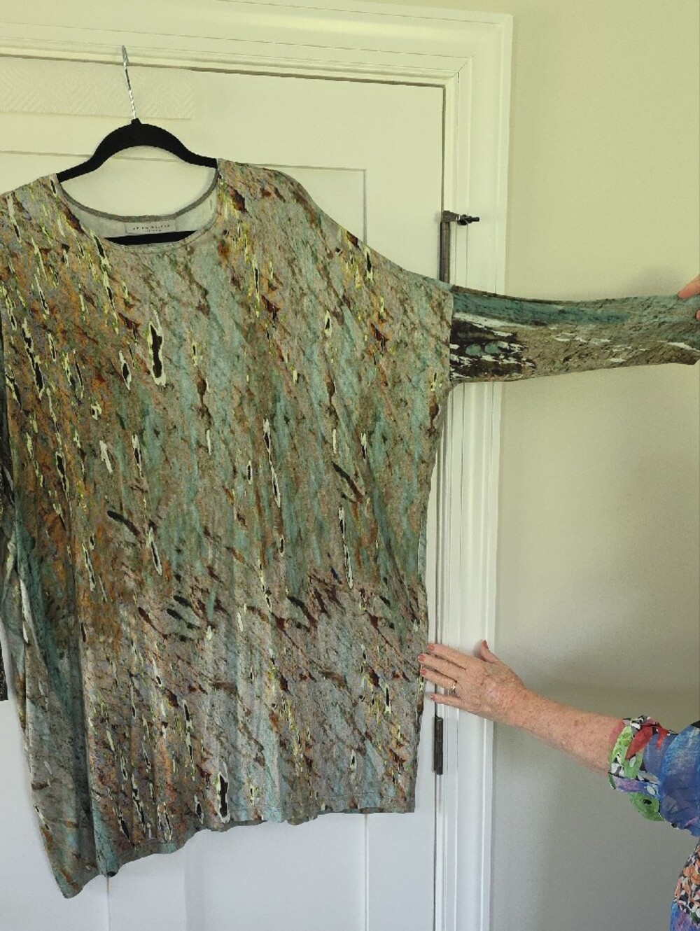 Bryn Walker Mint, Brown & Cream Abstract Tunic XL - Picture 2 of 7